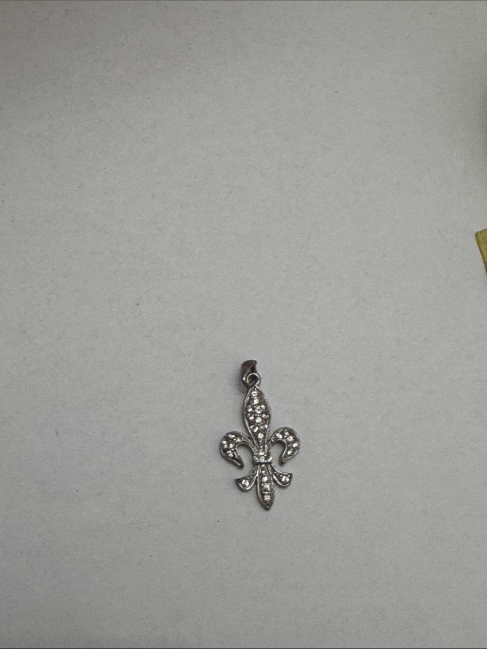 Silver-tone Fleur-de-Lis Pendant Charm with Clear Crystals